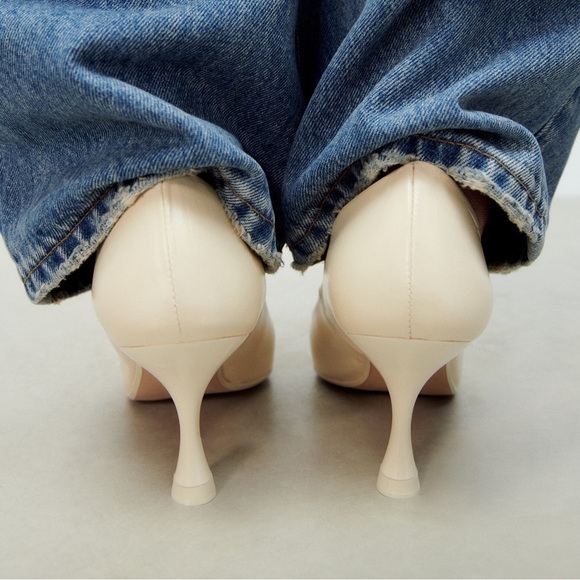 NWT. Zara Cream Leather High Heel Stiletto Pumps. Size 7,5. - Picture 5 of 8